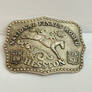 Vintage 1986 Hesston National Finals Rodeo Belt Buckle‎